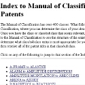 Index of Manual of Classification of Patents