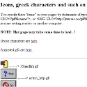 Icons, greek characters and such